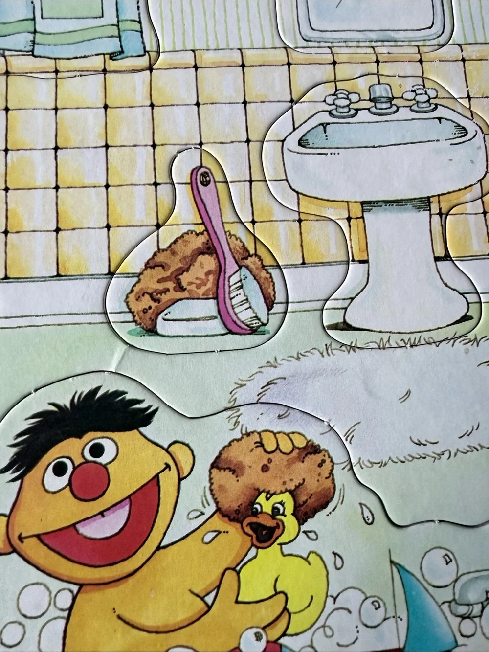 Vintage 1984 Sesame Street Ernie’s Bath Time Frame-Tray Puzzle
